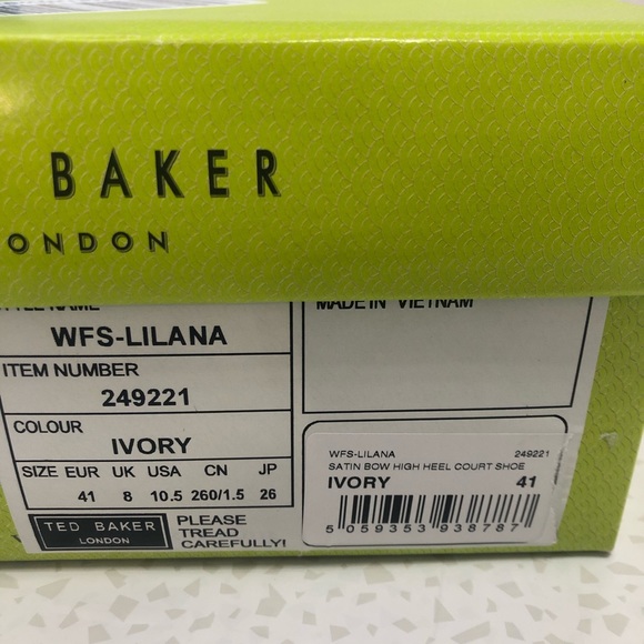 Ted Baker London Women’s Lilana Satin Bow High Heel Court Shoes Ivory Size 10.5 - Picture 12 of 12